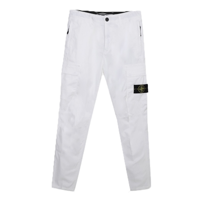 STONE ISLAND COTTON CARGO TROUSERS IN WHITE