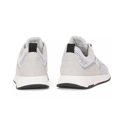 BOSS TITANIUM_RUNN_EME MIXED FABRIC TRAINERS IN WHITE