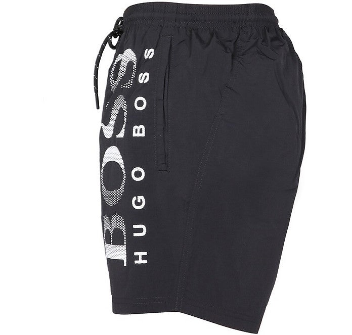 HUGO BOSS SWIM SHORT WITH MAXI LOGO - BLACK