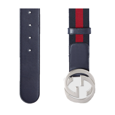 GUCCI GG BLUE AND RED WEB BELT IN BLUE