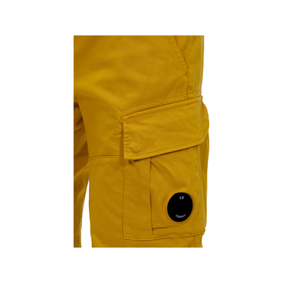 CP COMPANY STRETCH SATEEN CARGO SHORTS IN YELLOW